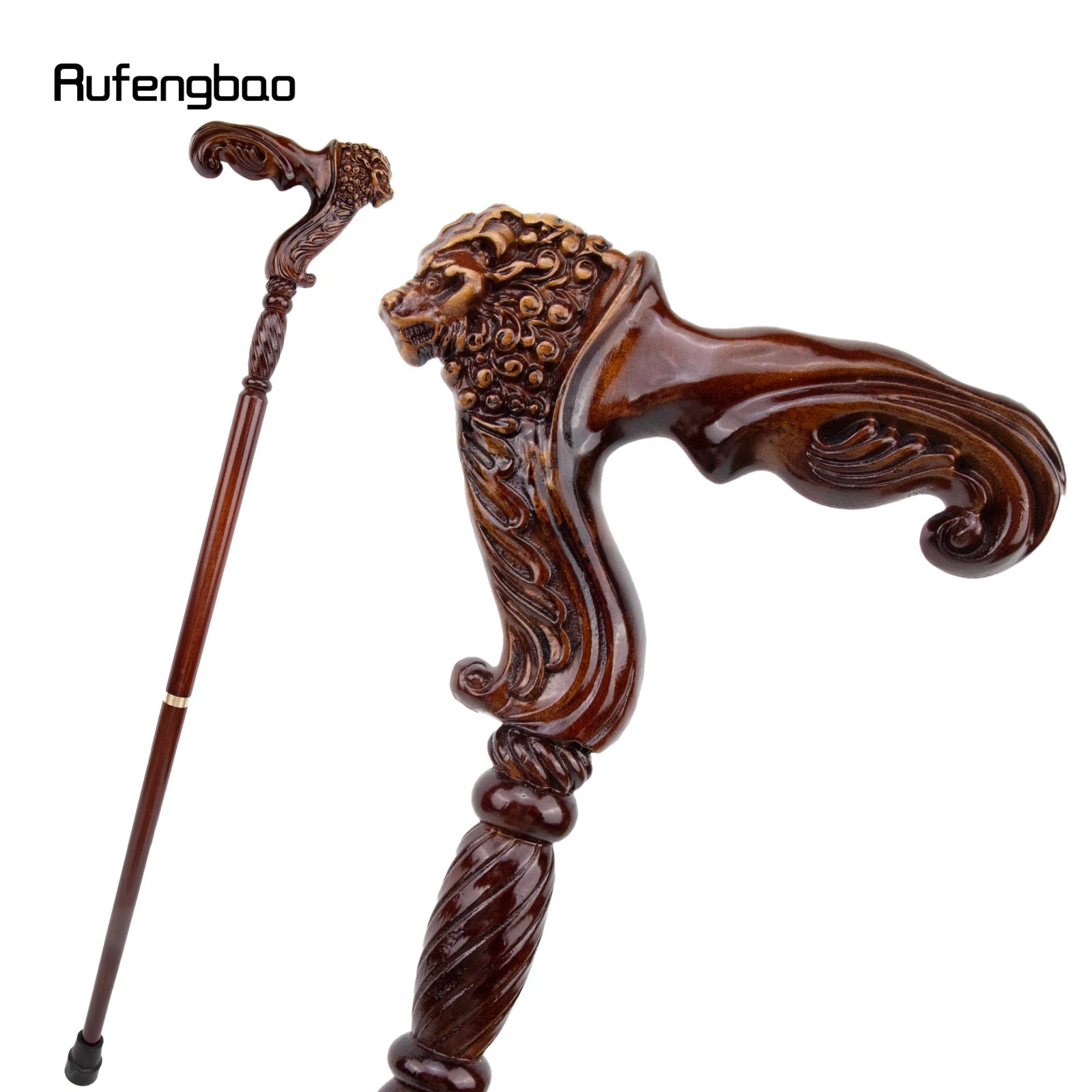 Lion Brown Wooden Fashion Walking Stick Decorative Vampire Cospaly Party Wood Walking Cane Halloween Mace Wand Crosier 93Cm