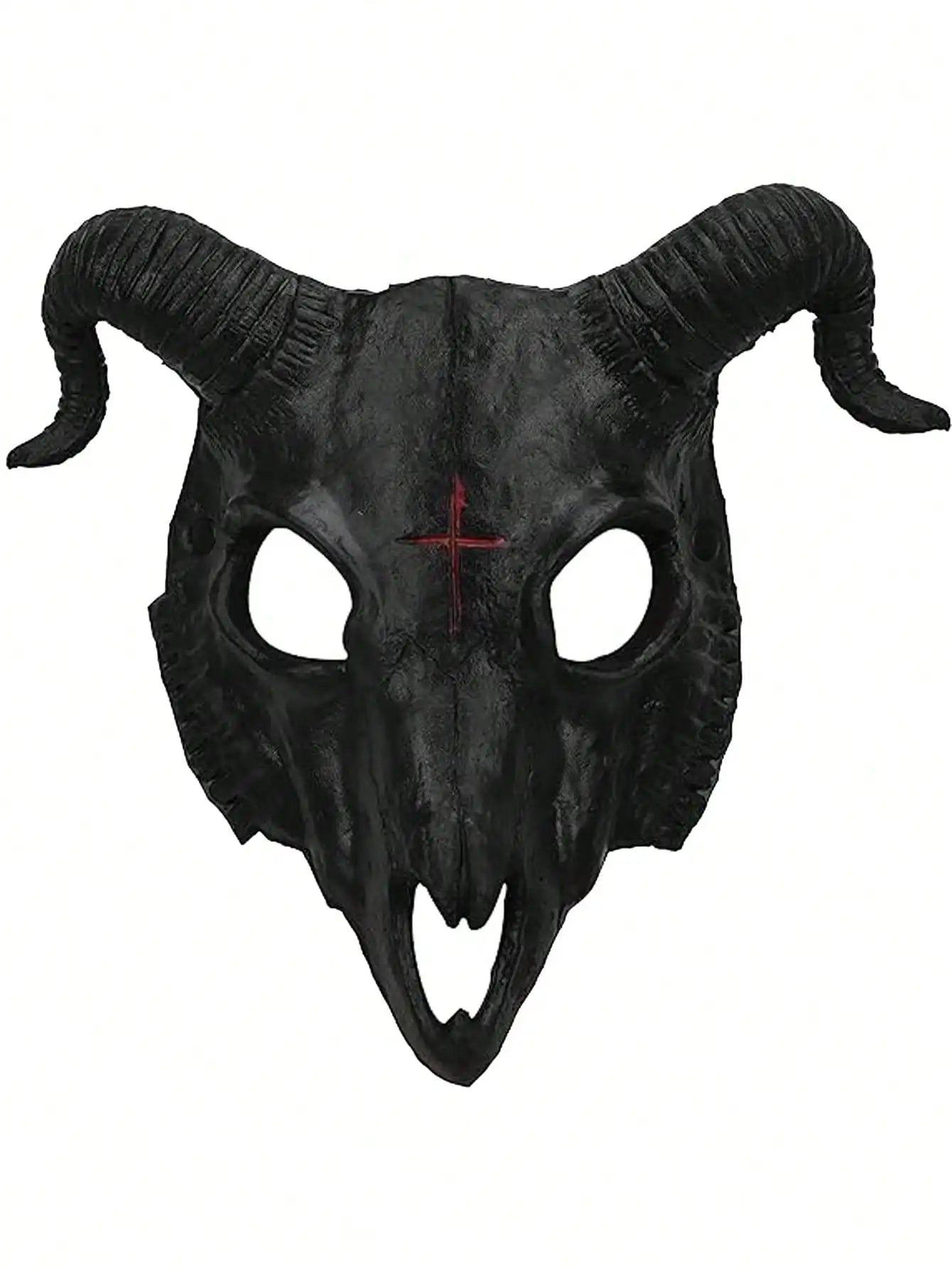 1Pc-Halloween Gothic Goat Head Skull Mask Ram Horns Animal Skull Costume Mask Demon Devil Evil Mask Cosplay Halloween Decor Prop