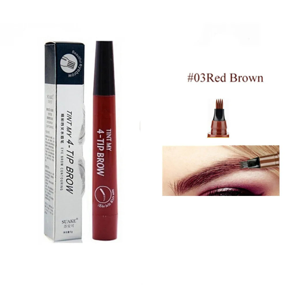 4 Fork Makeup Eyebrow Pen Waterproof 4D Brown Eyebrow Tint Tattoo Cosmetic Long Lasting Natural Make up Eye Brow Pencil