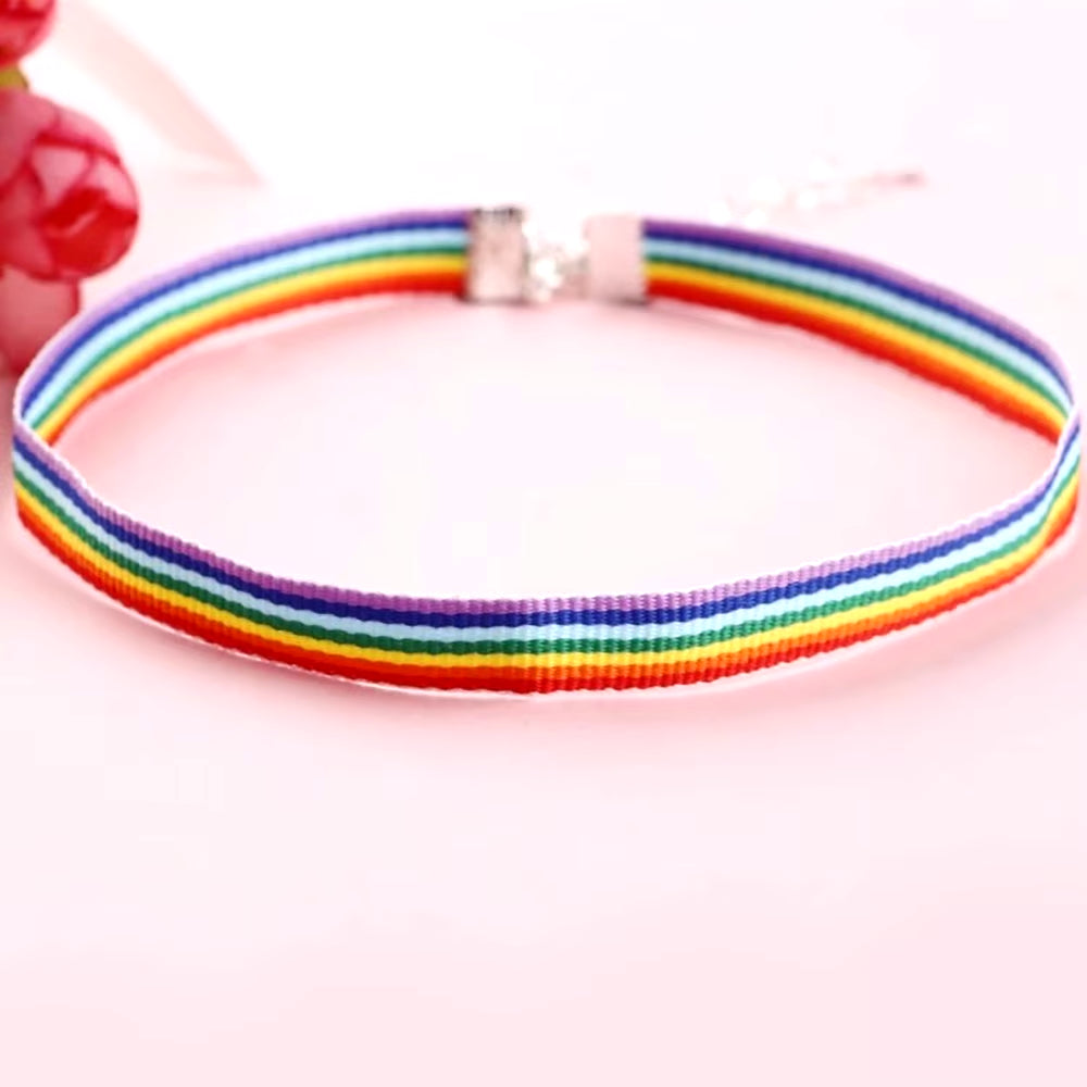 2023 Fashion Rainbow LGBT Choker Necklace for Women Couple Moon Water Drop Pendant Short Clavicle Chain Pride Party Jewelry Gift